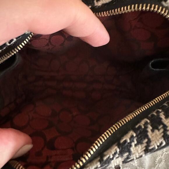 Coach Houndstooth Wool Red Interior Cosmetic Pouch - Picture 3 of 3
